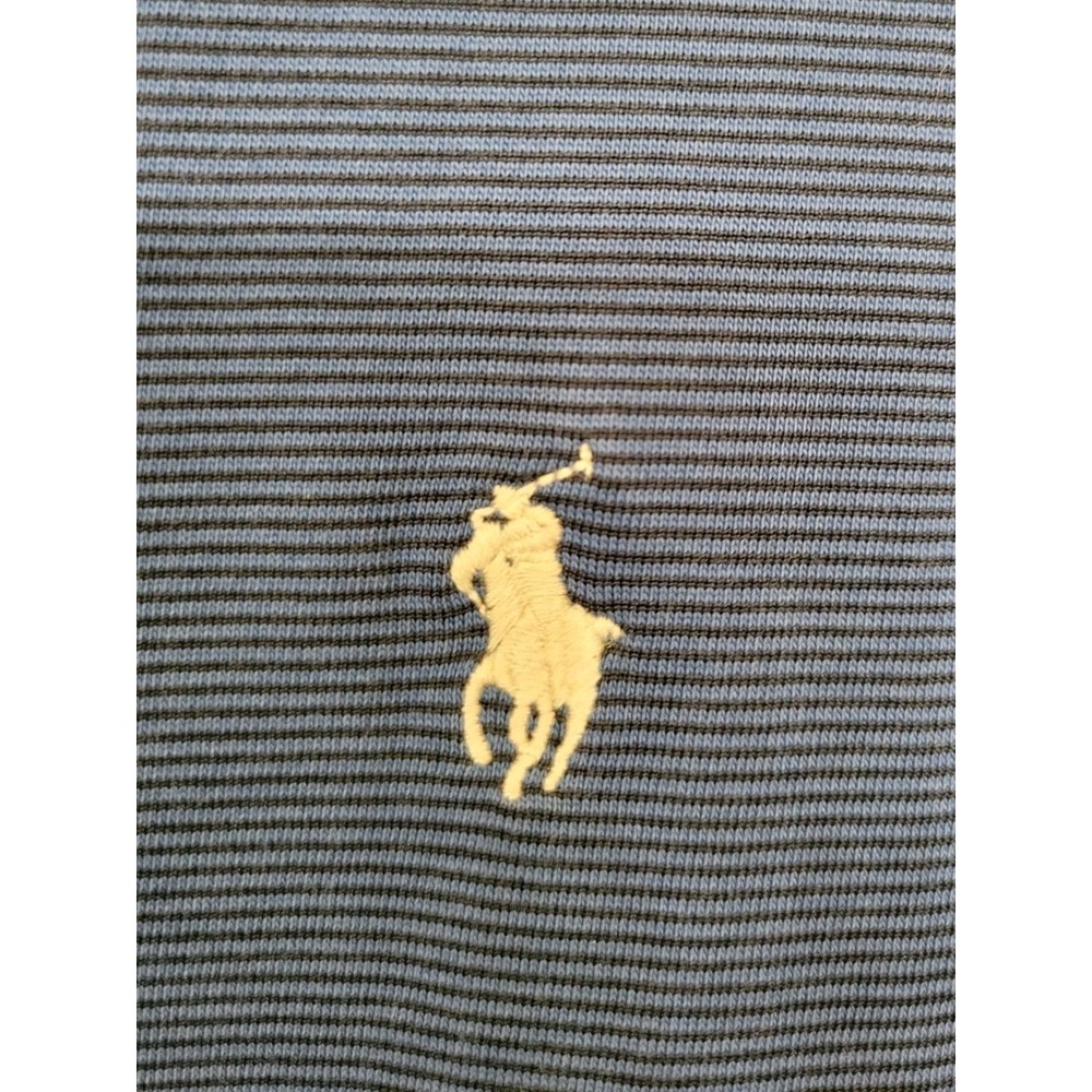 Polo by Ralph Lauren Shirt Men's L Blue Striped Embroidered Custom Fit HAS FLAW - Picture 3 of 6